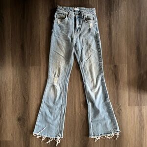 Forever 21 split hem Distressed Flare Jeans